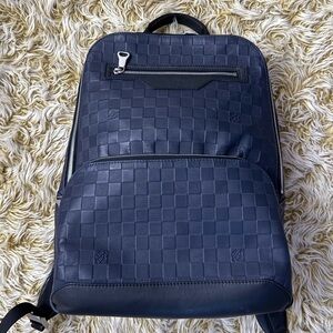 Auth Louis Vuitton Rucksack Damier Infini Avenue Backpack Black/Navy
